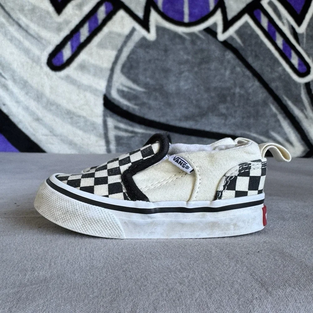 Size 4c - Vans Checkerboard Slip On Crib Shoes- Baby/Infant- Black/White